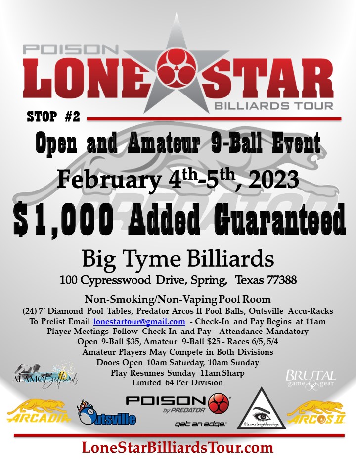 Lonestar Tour Stop 2 Big Tyme Billiards
