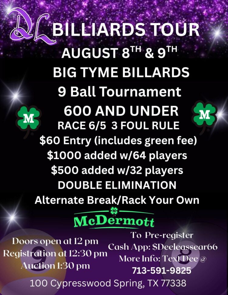 DL Billiards Tour 600 and under 9 ball tourn